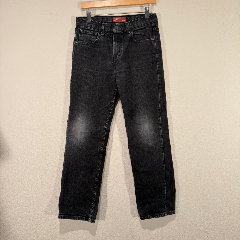Arizona Jean Co Original Straight Leg Black Denim Jeans Women 16 Regular